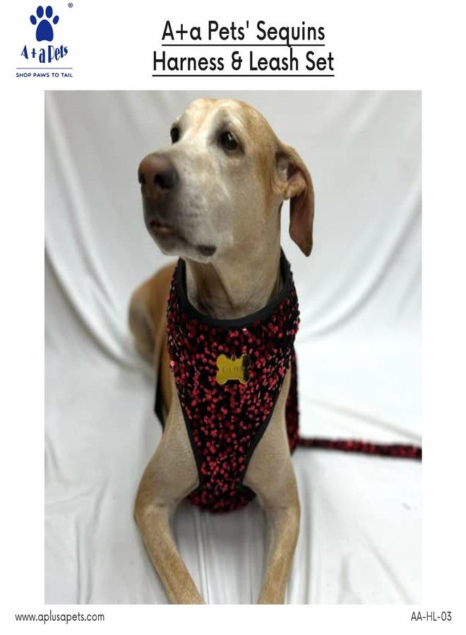A+a Pets' Sequins Harness & Leash Set for Dogs and Cats. (S, Pink) - Image 3